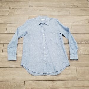 GAP women's 100% linen blue breathable spring summer boyfriend fit shirt M